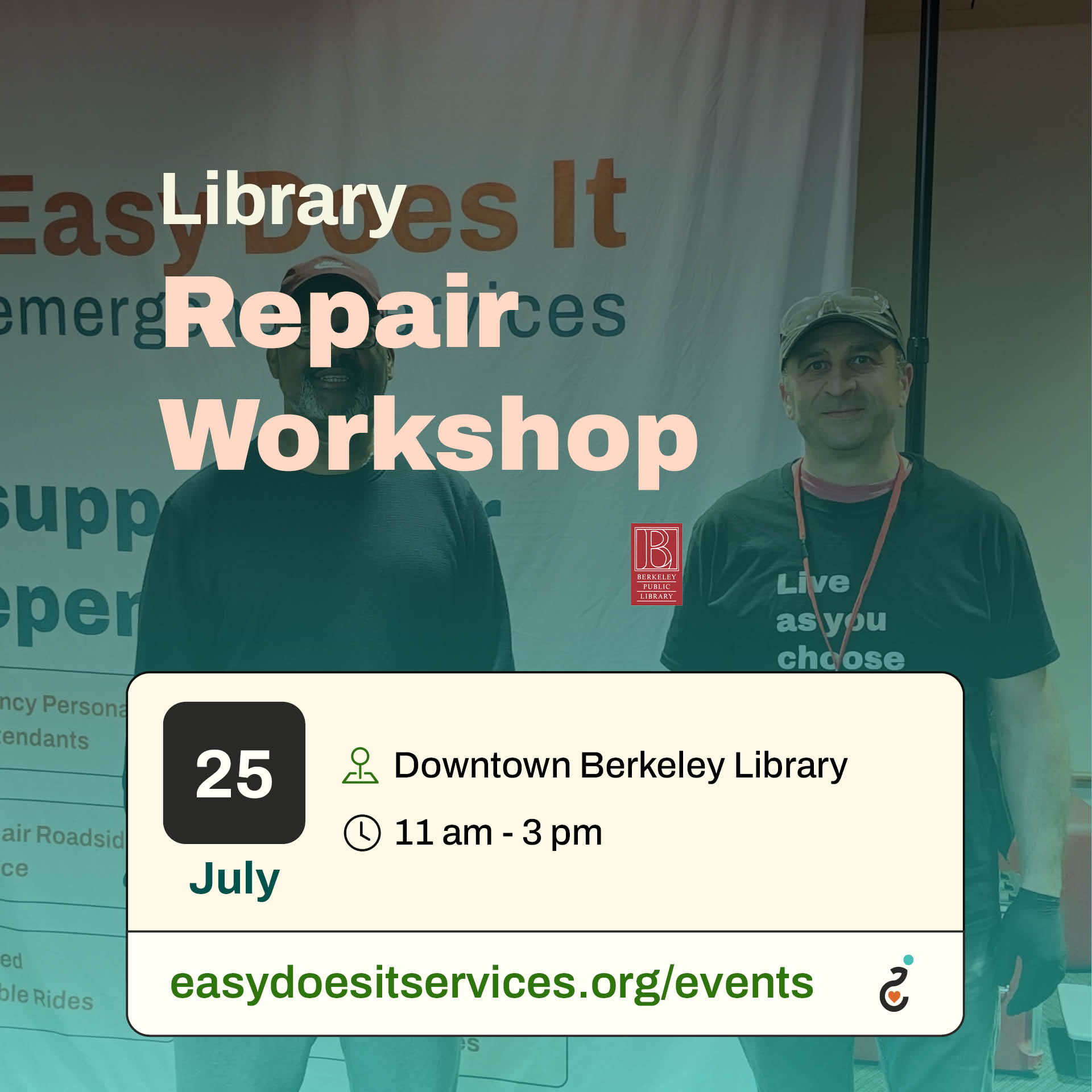 Infographic Reading: Farmers Market Repair Workshop, July 2, 2 pm - 6 pm, Adeline St and 63rd Street