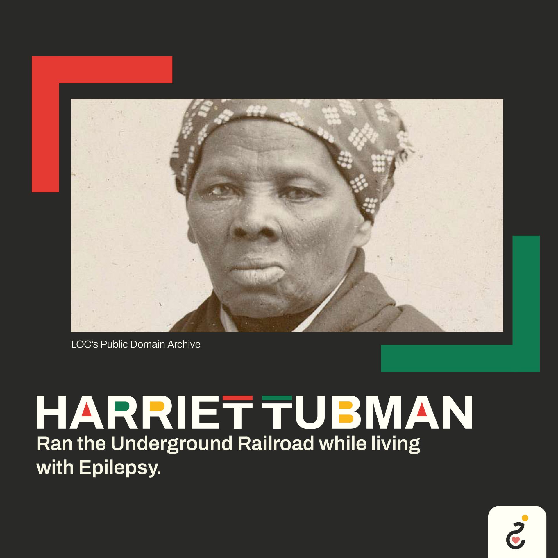 A portrait of Harriet Tubman, who ran the underground railroad while living with epilepsy.